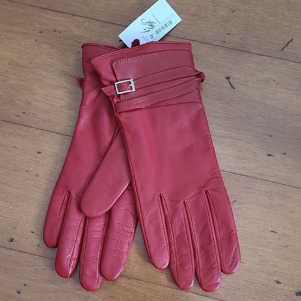 New Red Leather Gloves